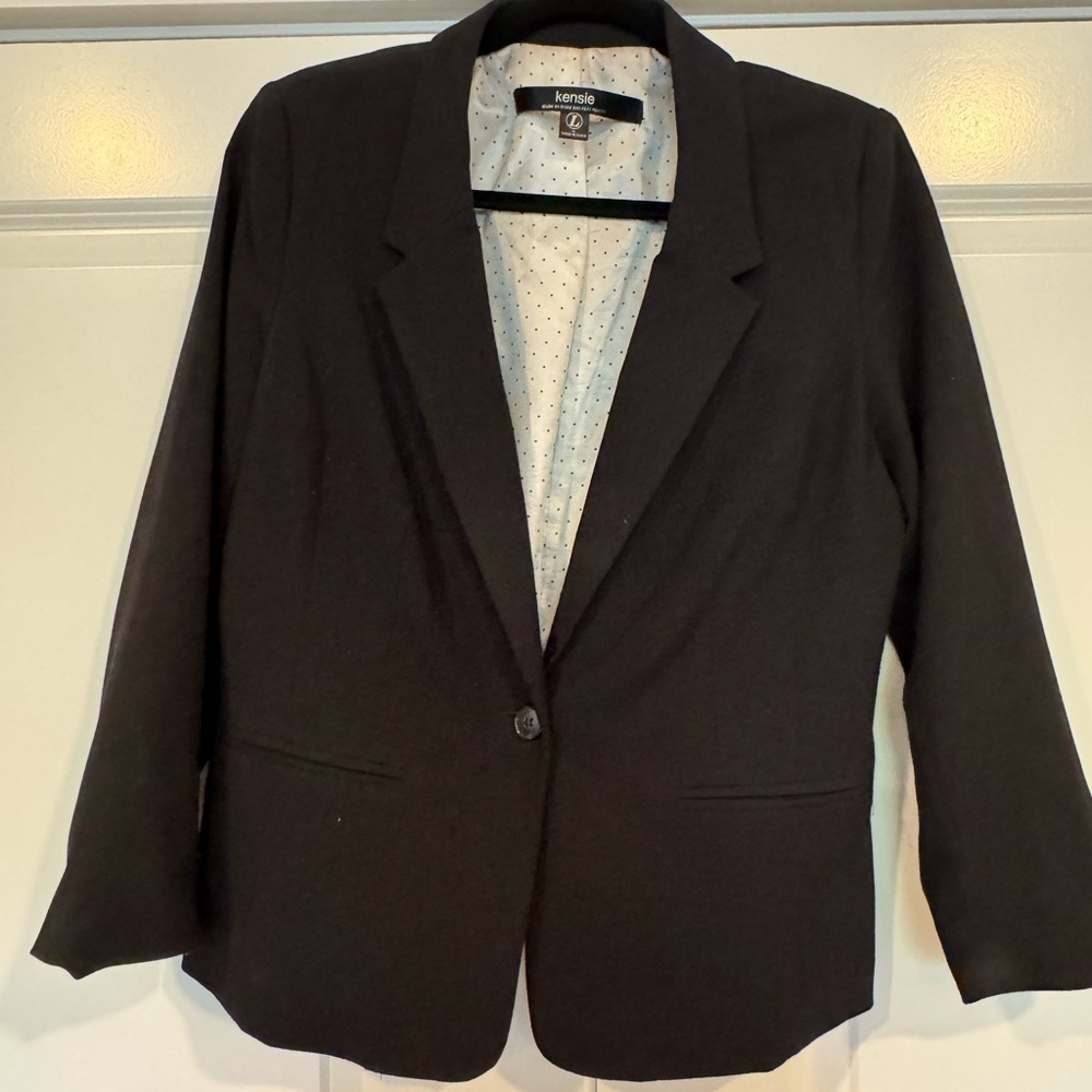 Kensie Black Blazer Professional Tailored Suit Jacket